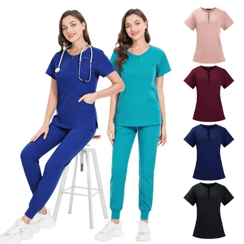 US Nurse Scrub Women Top Nurse Student Dental Medical Hospital Uniform Workwear - Picture 2 of 14