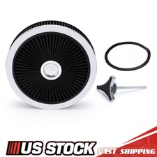 High Flow 14x3 Black Round Thru Washable Air Cleaner W Chrome Lid For Sbc Bbc