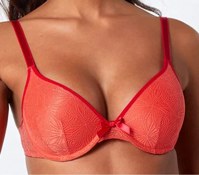 Passionata Enjoy Damen schalen Bügel BH mit Spitze Korallrot verschiedene Größe