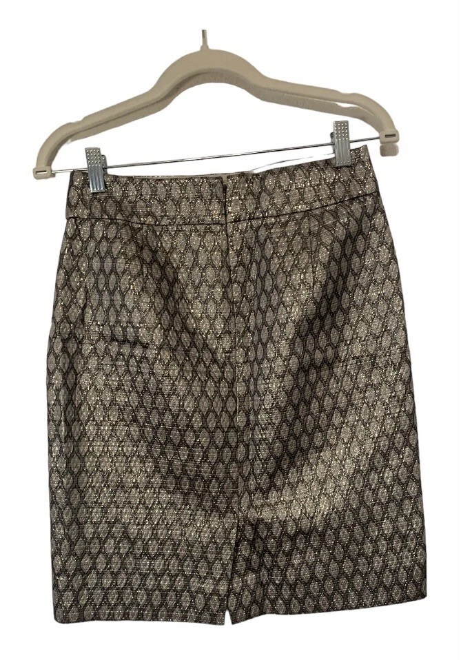 J Crew женщин размер 0 карандаш юбка Gunmetal матлассе металлический принт коктейль - Изображение 4 из 4