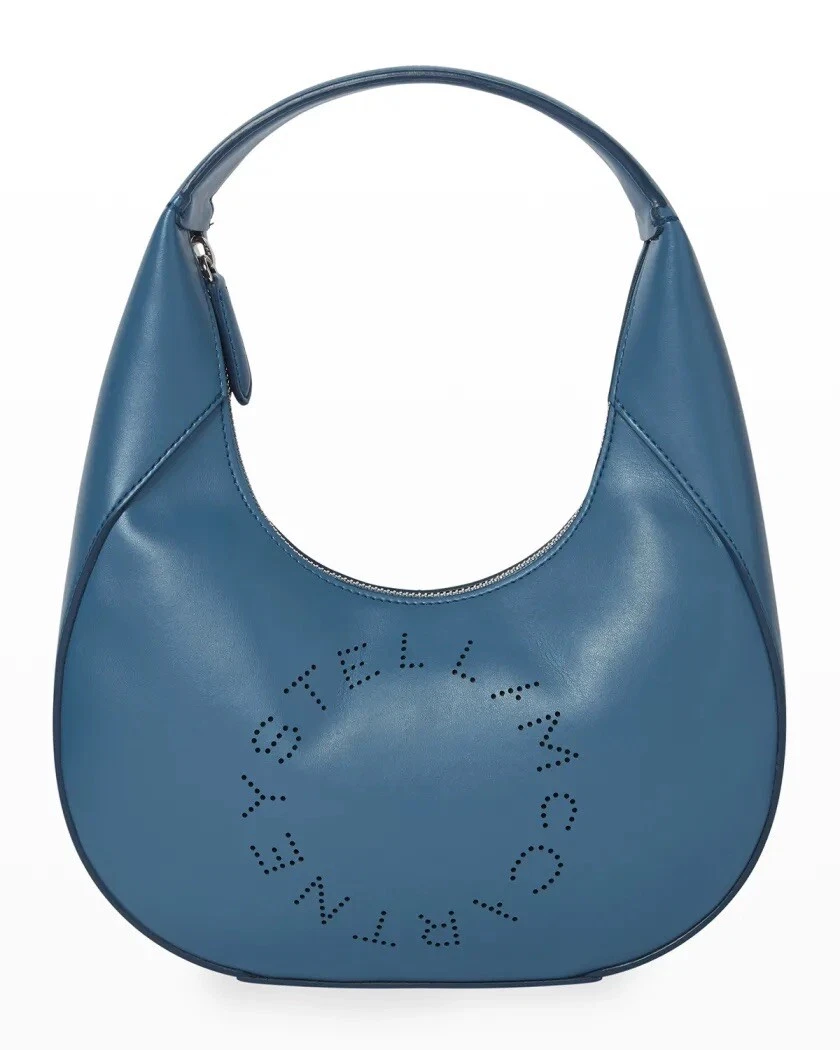 Stella McCartney — New STELLA MCCARTNEY Small Perforated Logo Alter Leather Hobo Bag Teal $835
