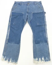 Rare MAHEMI CARTER Torn Off Double Knee Denim Jeans St. Louis Streetwear Blue