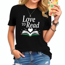 Love to Read  T-Shirt for Book Lovers - Stylish Open Book & Heart -All-cotton