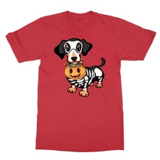 Dachshund Skeleton Pumpkin Happy Halloween Men's T-Shirt
