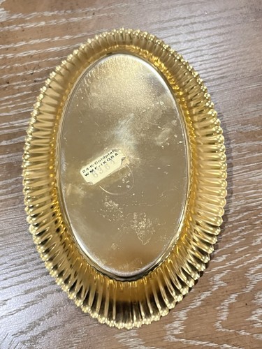 24K Gold Plated WMF-IKORA Pilgrim Bread Basket Oval Tray Dish 10”x6.25” - Picture 7 of 14