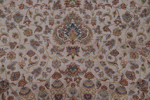 90% Silk Traditional Ivory Floral Living Room Turkish Rug Area Carpet 7'x10' - Picture 7 of 12
