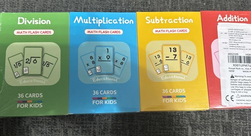 NEW Math Flash Cards 4 Sets Addition Subtraction Multiplication Division Ages 3+ - Picture 2 of 4