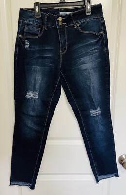 Royalty for Me Mid Rise Ankle Blue Jean Denim Distressed Size 8 Stretch