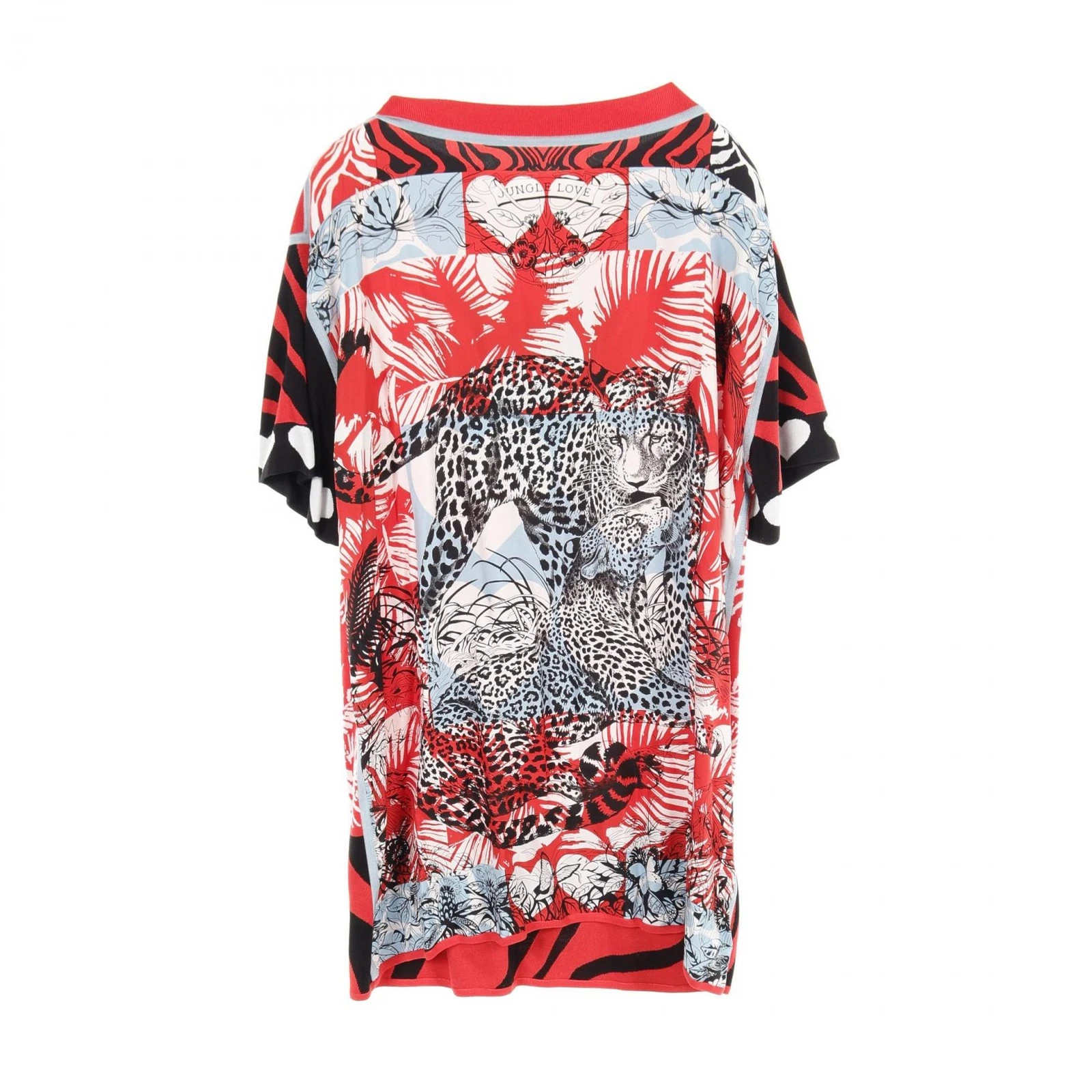 HERMÈS Abito HERMES JUNGLE LOVE seta viscosa rosso nero bianco usato donnaa ta