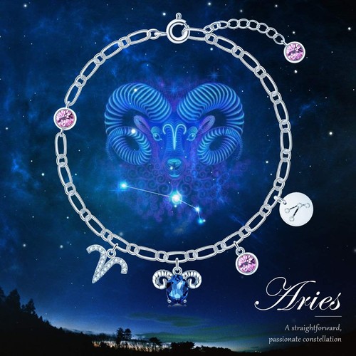 Women Zodiac Signs Crystal Charm Bracelet, Birthstone Gifts for Friend, Birthday - Picture 4 of 7
