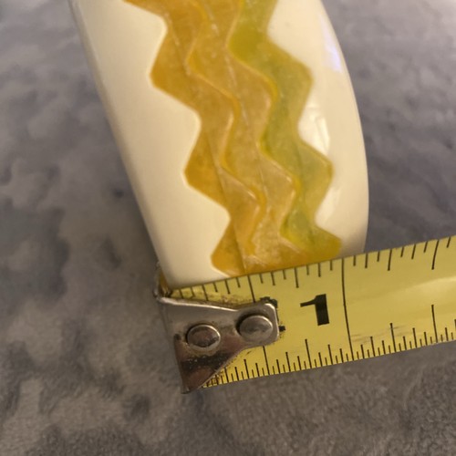 Vintage 1960s MCM Bracelet Hong Kong Yellow Orange Pattern Plastic Rare! - Picture 17 of 23