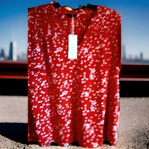 Neu mit Etikett rot/weiße Punkte Dokotoo Bluse Flatter S/Ärmel oben gerafft/V-Ausschnitt XXL - Bild 4 von 5
