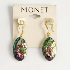 Monet Natural Abalone Statement Drop Earrings Chic Women Party Vacation Jewelry