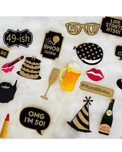 Adult 50th Birthday Photo Booth Props (41 Pieces) Supplies For Men And Women - Picture 6 of 9