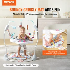 VEVOR Baby Bouncer, Baby Activity Center 360° Rotation & Adjustable Height, Todd