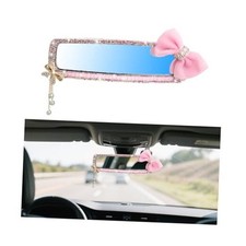 Bling Pearl Bow Car Rear View Mirror, Crystal Rhinestone HD Glass Style 2