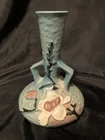 Vintage Roseville Magnolia Double Handle Vase #179-7 Blue 7.5" USA Original