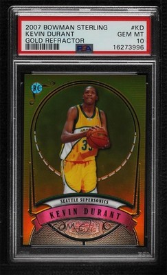 2007 Bowman Sterling Gold Refractor 77/99 Kevin Durant #KD PSA 10 Rookie RC 04b0