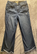 Democracy Jeans Womens 10 Ab Technology Blue Denim Skinny Distressed Ankle Flare