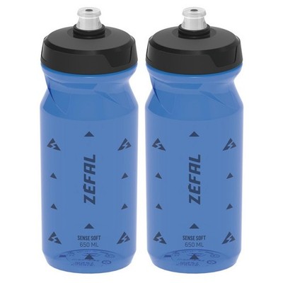 2x Zefal Trinkflasche Sense Soft 65 650ml Transluzent Blau Höhe 193mm Fahrrad
