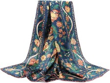 ANDANTINO 100 Silk Scarf 43" Large Square Lightweight Headscarf Shawl Women