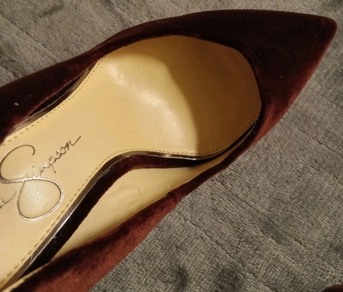 Jessica Simpson Leather & Suede Women's Heels Size 8.5 Maroon Color #JS-TANYSHA - Picture 17 of 18