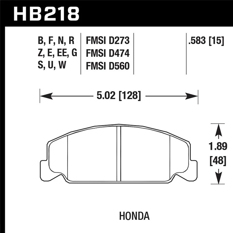 Hawk HB218F.583 HPS 性能前盘制动垫适用于 1985 年本田雅阁 1.8L — 第 2/4 张图片