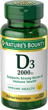 Vitamin D, Supports Immune Health & Bone Health, 2000IU Vitamin D3, 150 Softgels