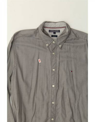TOMMY HILFIGER Mens Slim Fit Shirt XL Grey Polka Dot BM01 - Picture 3 of 3