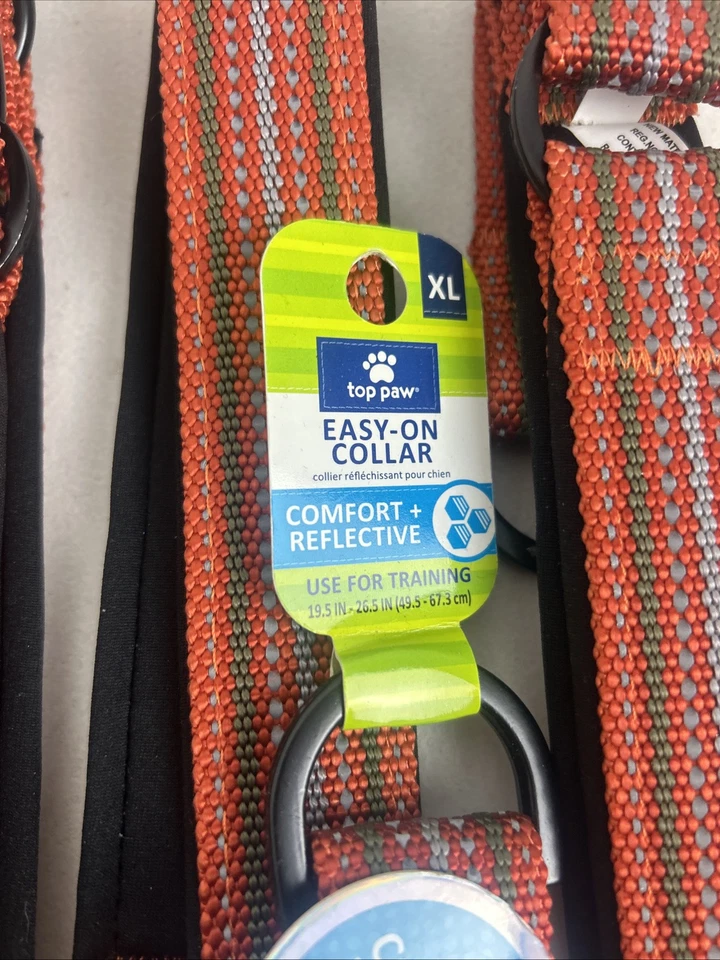 NUEVO CON ETIQUETAS Top Paw Collar de Entrenamiento para Perros Fácil de Poner: Cómodo, Reflectante-XL 19.5-26.5” Naranja Foto 3 de 4