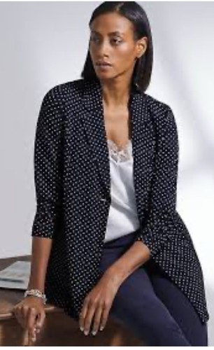 NEU J. Jill Wearever weicher Blazer gepunktet marineblau Größe 3X neu mit Etikett kostenloser Versand - Bild 1 von 5