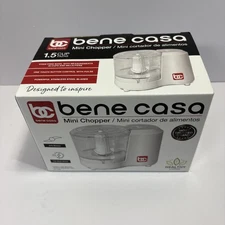 Bene Casa Mini Chopper Food Processor 1.5 Cup 100W White New In Box Sealed