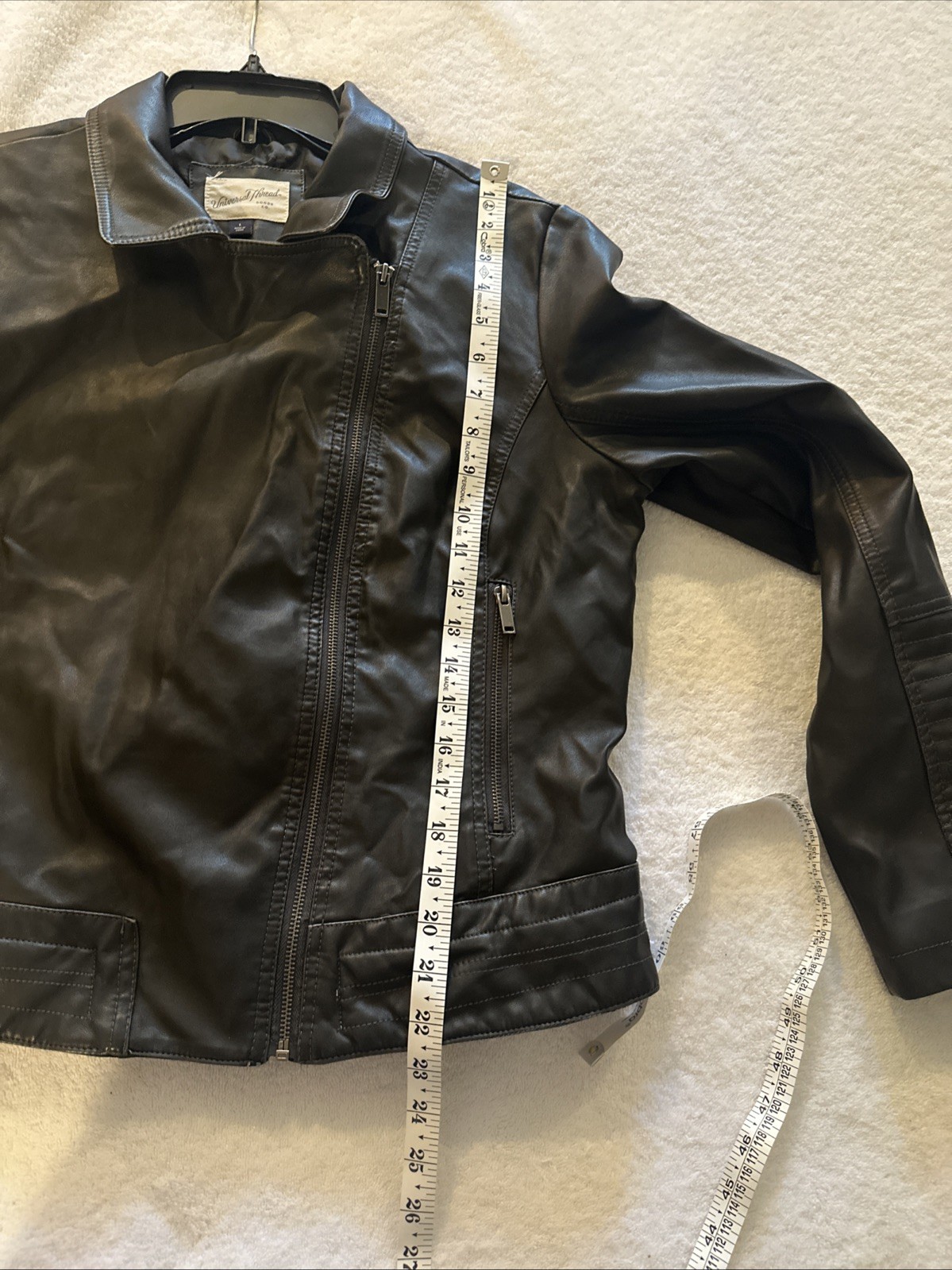 Universal Thread L Black Leather Jacket Women's S… - image 13