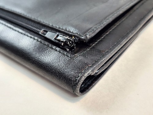 echt Prada Geldbörse dreifach faltbar Tasche schwarz Leder Logo Etui Münze Kreditkarte - Bild 12 von 20