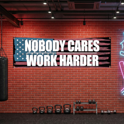 Motivational Workout Banner 71x24 Fitness Home Gym Garage Wall Decor