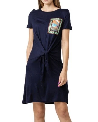Desigual Damen Blau Pailletten Kurzarm 100% Viskose Kleid Größe Small - Bild 1 von 4