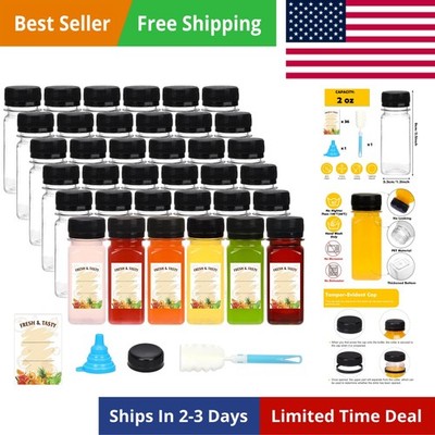 36pcs Plastic Shot Juice Bottles with Caps, Ginger Shot Bottles Reusable Clea...