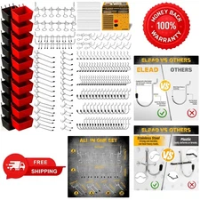 297 Piece Pegboard Hooks Kit, Peg Board Organizer Accessories with Bins