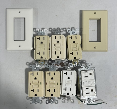 #ad Lot Of 7 Used GFCI’s W Wall Plates amp; Screws 6 20A 1 15A 120VAC $9.99