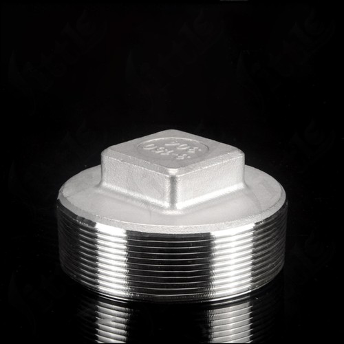 304 Stainless Steel Thread Plug Pipe Fitting Round Cap Square Head Plugs 1/4"-4" - Picture 9 of 33