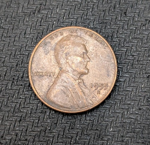 Centavo de trigo 1955 D Lincoln Penny error troquel chip BIE Liberty - Imagen 2 de 3