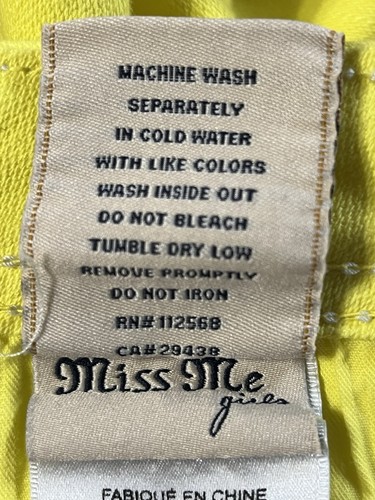 MISS ME CAPRI GIRL'S YELLOW JEANS SIZE 16 NWT ~TINY FLAWS - Picture 11 of 16
