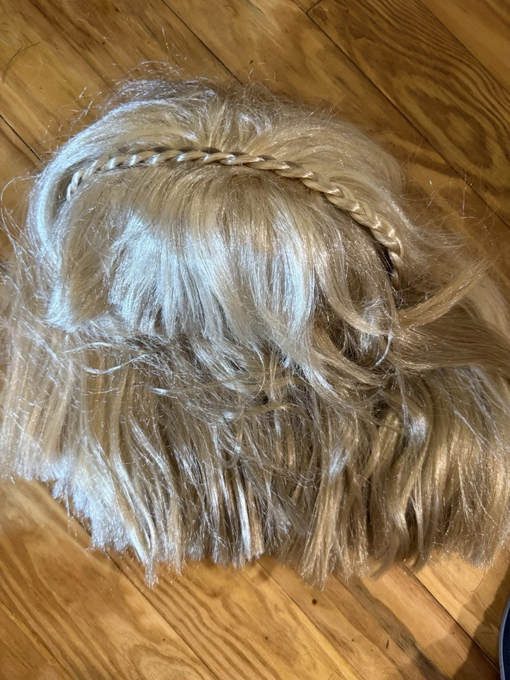 Peluca Diosa Mítica Halloween Juegos con disfraces Disfraz Cabello Rubio Con Trenza Buen Estado Foto 3 de 4