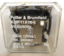 Potter  Brumfield KUP-11A15-6 Relay 6V 1/3HP, 120-240V AC 10A