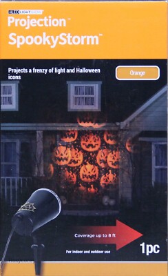 Halloween Gemmy Lightshow Spooky Storm Orange Jack O Lantern