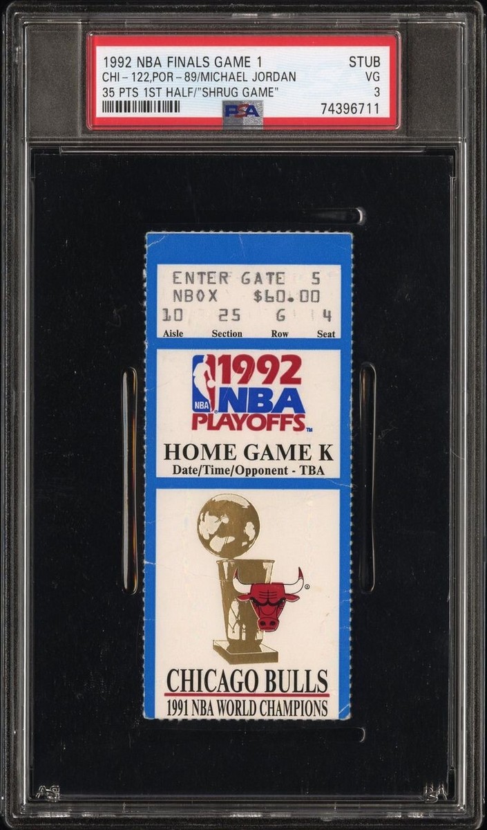 MICHAEL JORDAN “SHRUG GAME” TICKET STUB 1992 NBA FINALS GAME