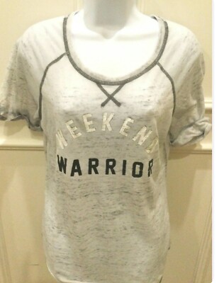 Grayson Threads Juniors Small T-Shirt Gray ''Weekend Warrior'' Sheer Rolled Sleeve
