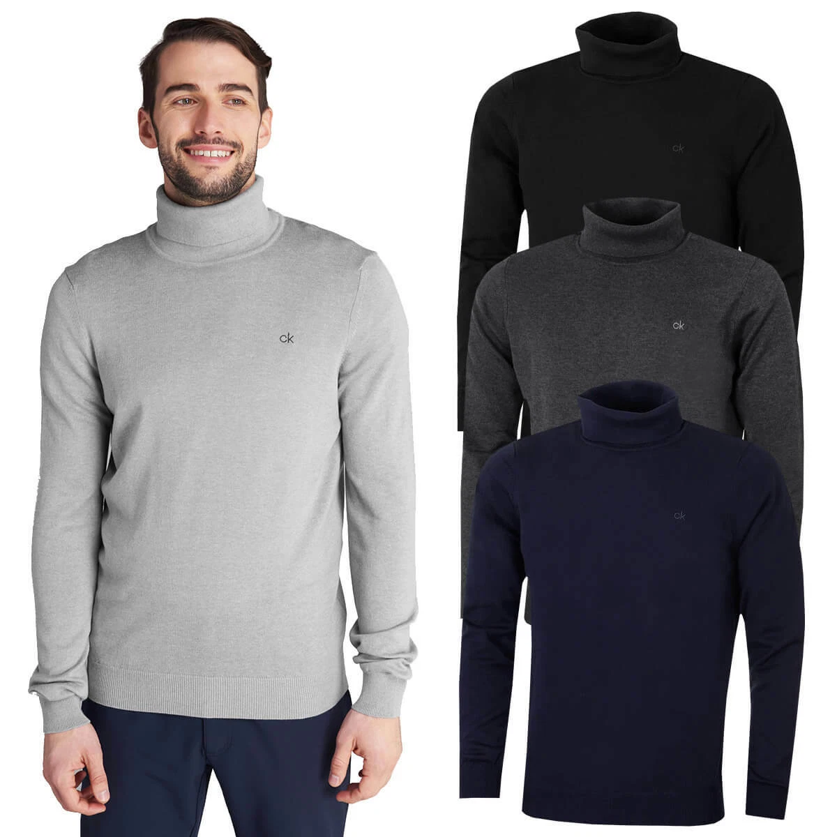 Calvin Klein Mens 2024 CK Roll Neck Rib Knit Durable Sweater 33