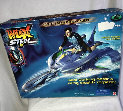 New 2000 Mattel Max Steel MX 77 Sharkruiser Aqua Attack Vehicle Motor  Torpedo