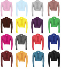 Womens Long Sleeve Knitted Metallic Lurex Shrug Ladies Bolero Cardigan Crop Top